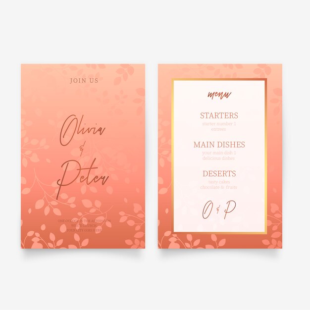 Elegant Wedding Invitation & Menu Template