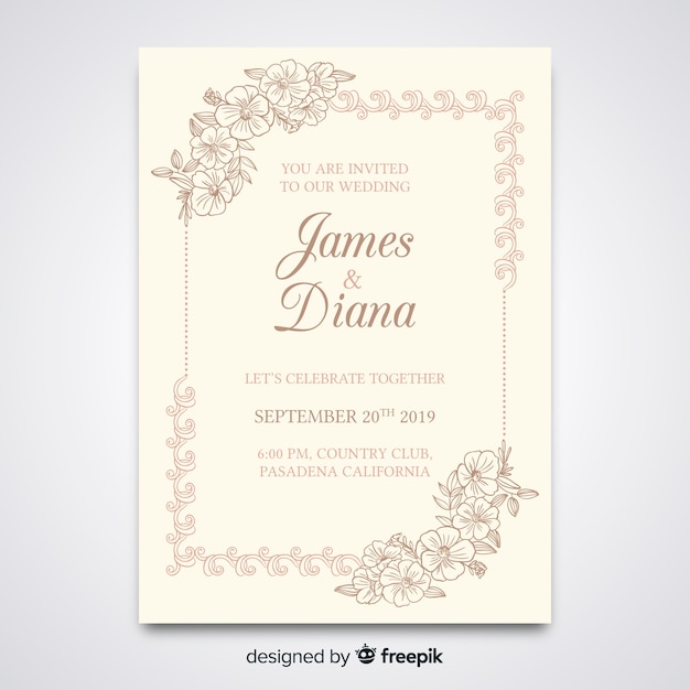 Elegant wedding invitation template