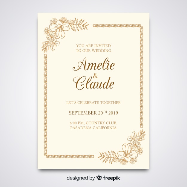 Elegant wedding invitation template