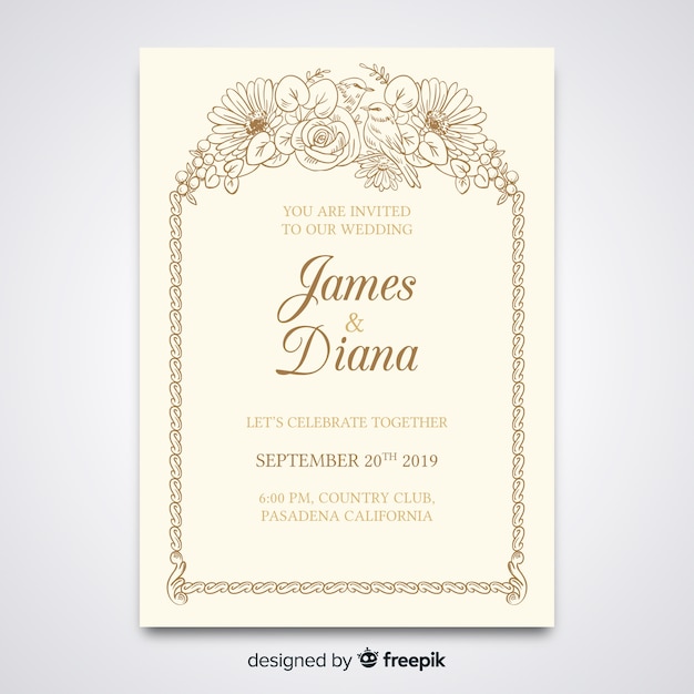 Elegant wedding invitation template