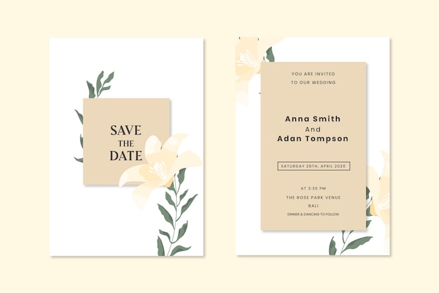 Free vector elegant wedding invitation template