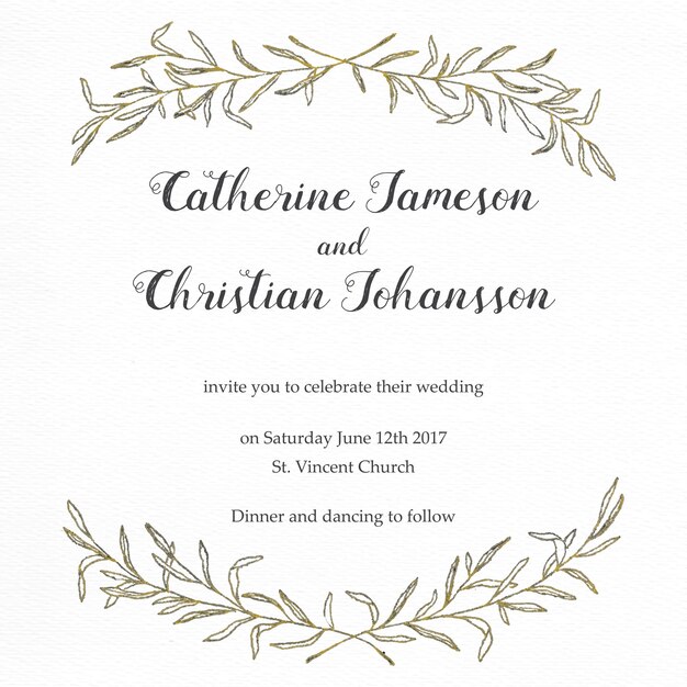 Elegant wedding invitation with a floral frame