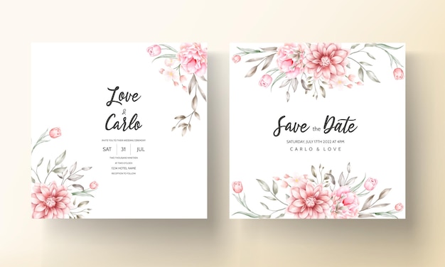 Free Vector elegant wedding invitation with watercolor floral motifs