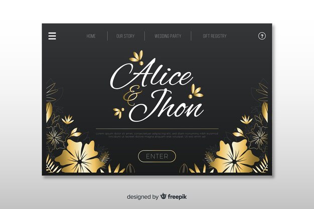 Elegant wedding landing page template