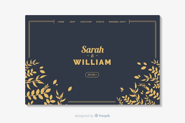 Free Vector elegant wedding landing page template