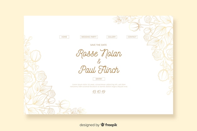 Elegant wedding landing page template