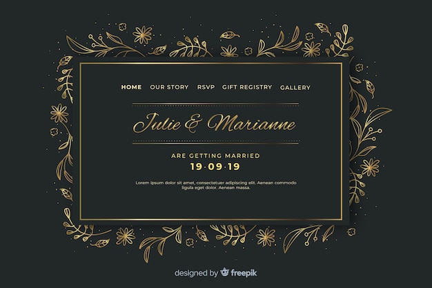 Free Vector elegant wedding landing page template