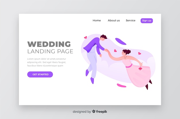 Free Vector elegant wedding landing page template