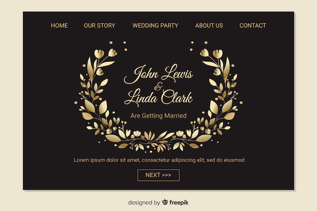 Elegant wedding landing page