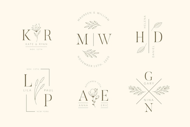 Free Vector elegant wedding logos