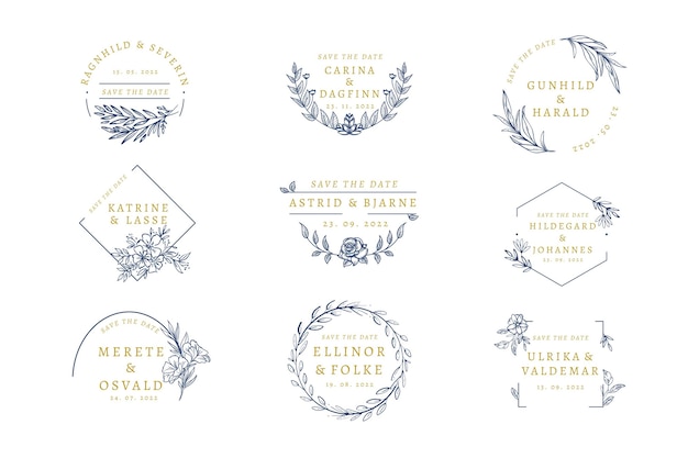 Free vector elegant wedding monogram pack