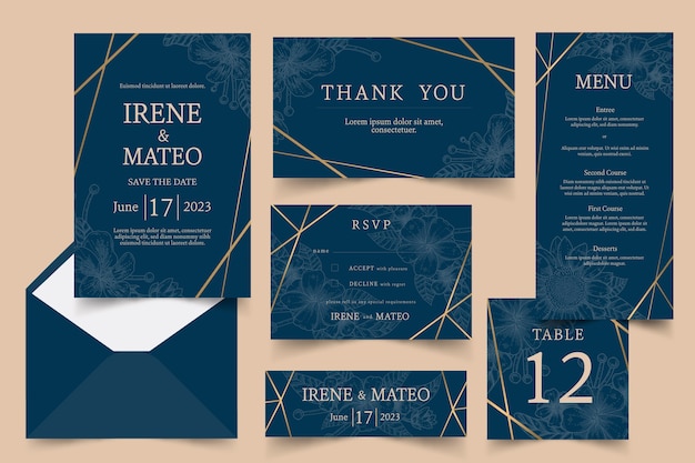 Elegant wedding stationery pack