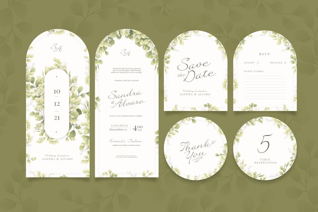 Free Vector elegant wedding stationery  set