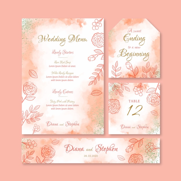 Elegant wedding stationery template concept