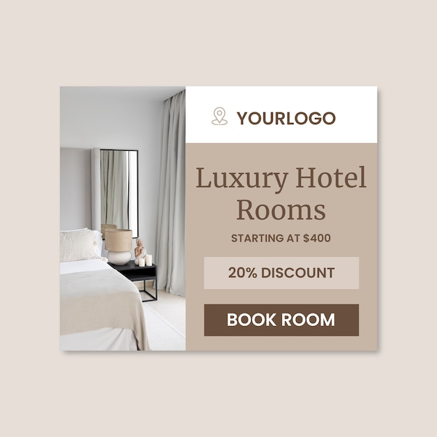 Elegant weekend hotel large rectangle banner template