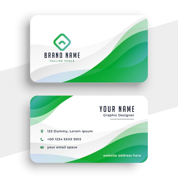 Elegant white and green business card template