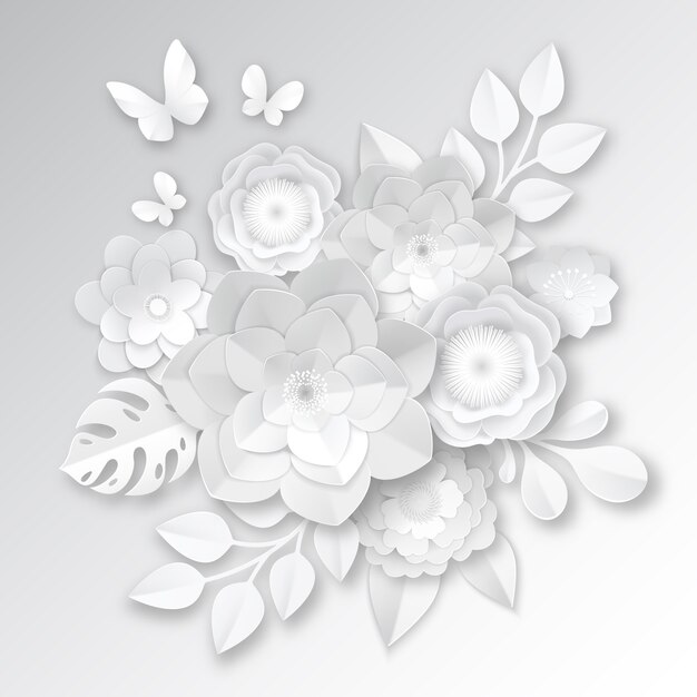 Elegant white paper cut flowers