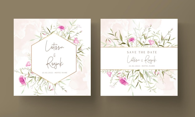 elegant wildflower wedding invitation card template