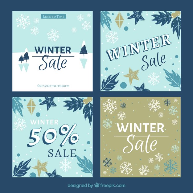 Elegant winter sale card templates