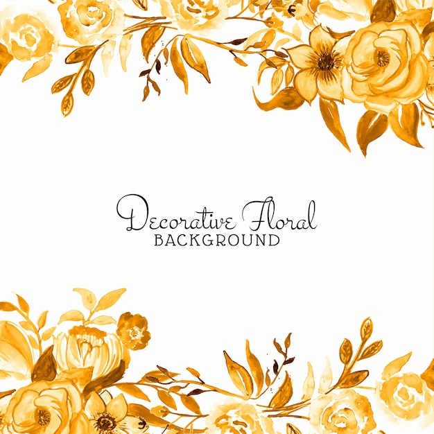 Elegant yellow watercolor flower frame background