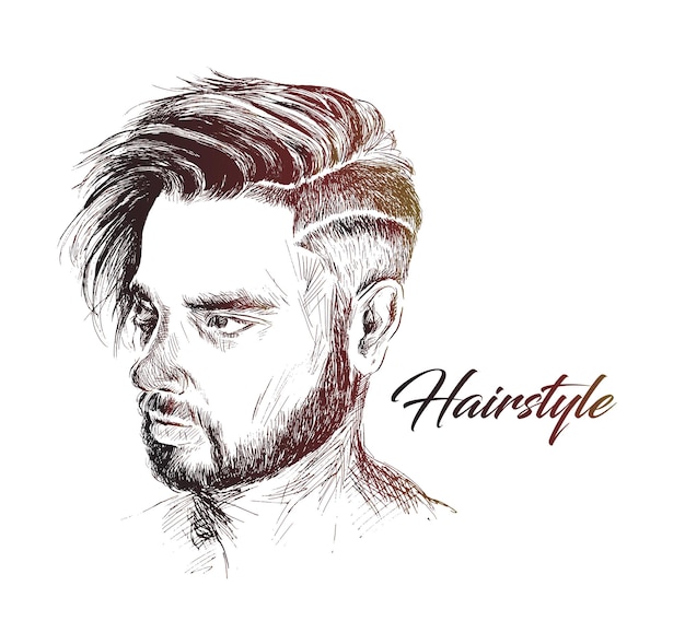 Free Vector elegant young handsome man with stylish hair style hair salon hand drawn sketch vector illustration