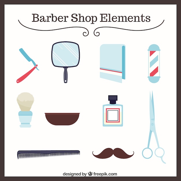 Free Vector elements of barber shop