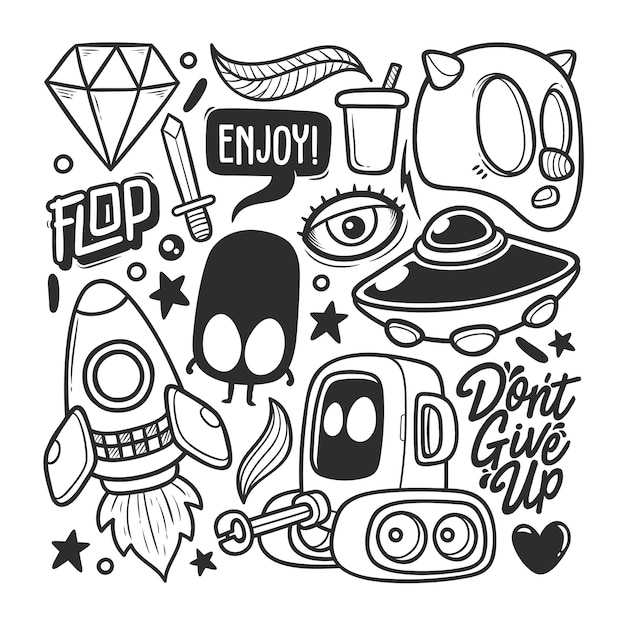 Elements Hand Drawn Doodle Vector