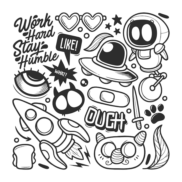 Elements Hand Drawn Doodle Vector