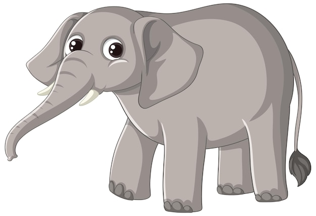 Free vector elephant cartoon character standing on white background