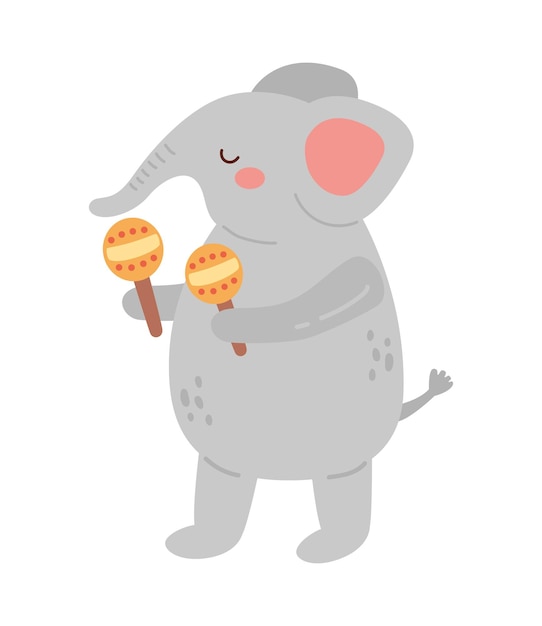 Free Vector elephant playing maracas