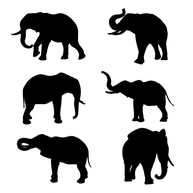 Free vector elephant silhouette collection