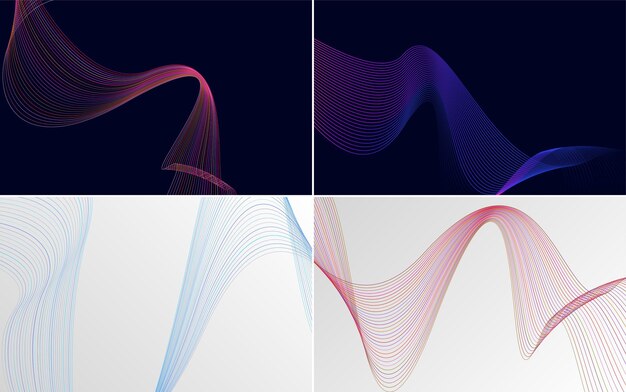 Elevate your project with this pack of 4 vector wave backgrounds