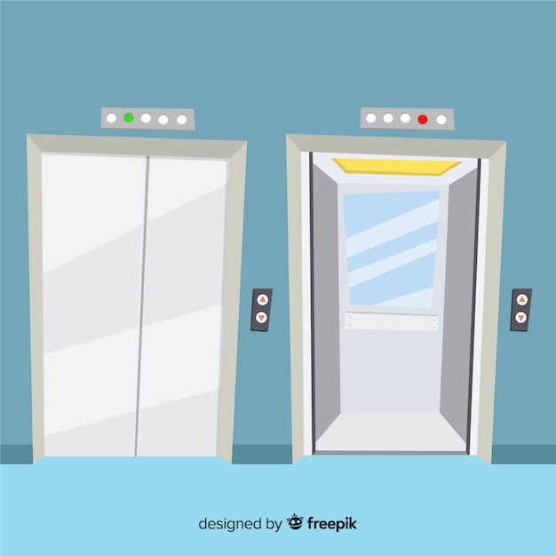 Free Vector elevator concept with open and closed door