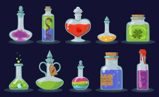 Free vector elixir bottles set