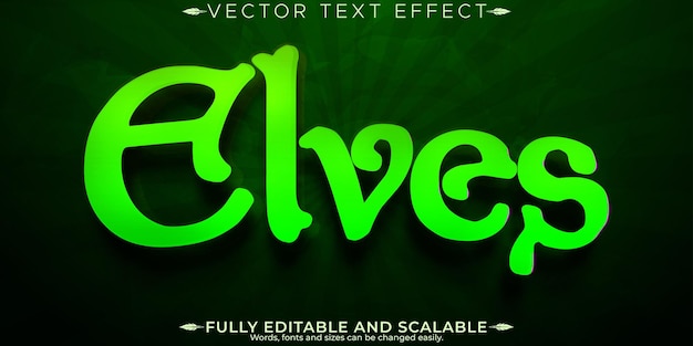 Free Vector elves text effect editable mythical and magical customizable font style