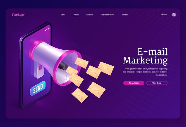 Email marketing landing page