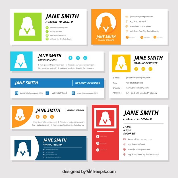 Email signature collection in flat style