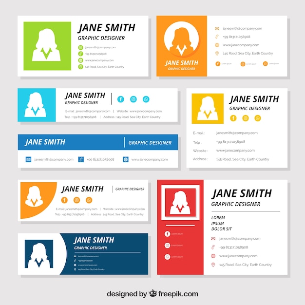 Email signature collection in flat style