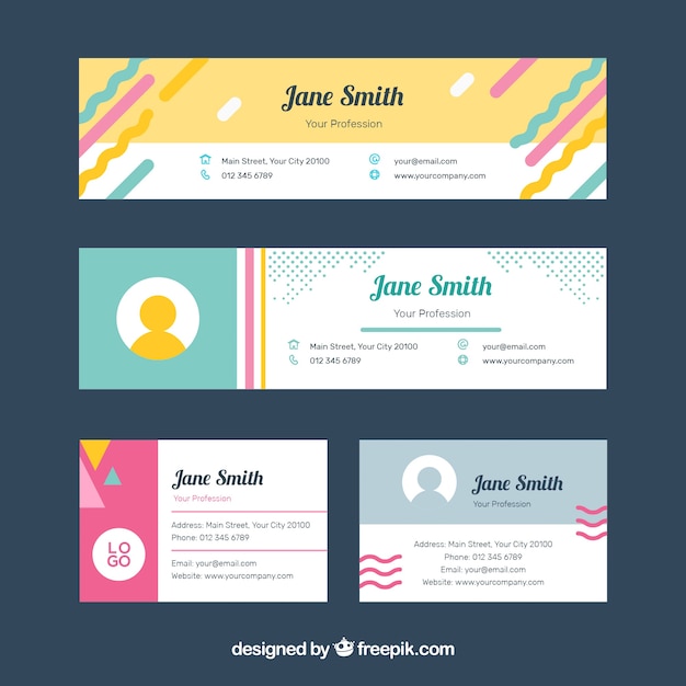 Email signature collection in flat style