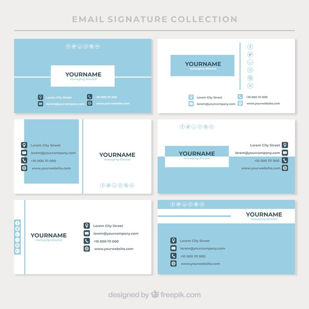 Email signature collection in flat style