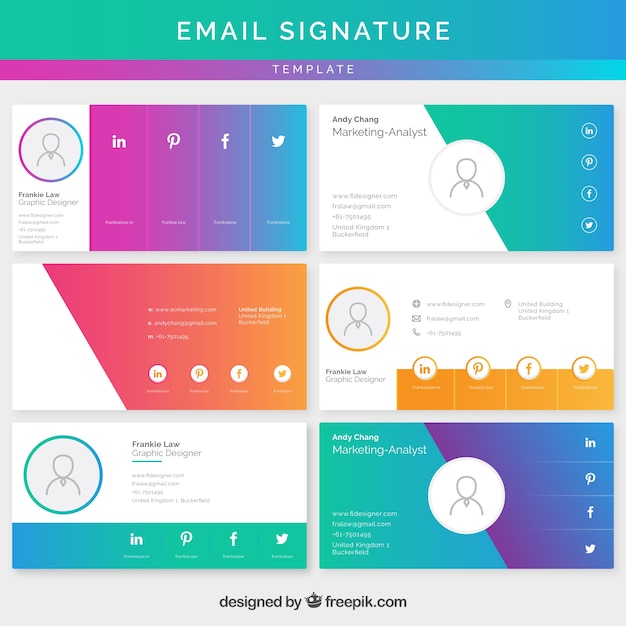 Email signature collection in gradient colors