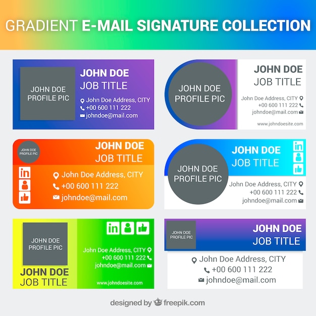 Email signature collection in gradient colors