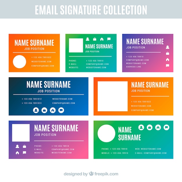 Email signature collection in gradient colors