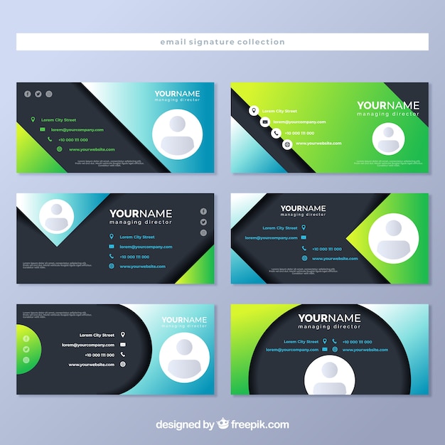 Free Vector email signature collection in gradient style