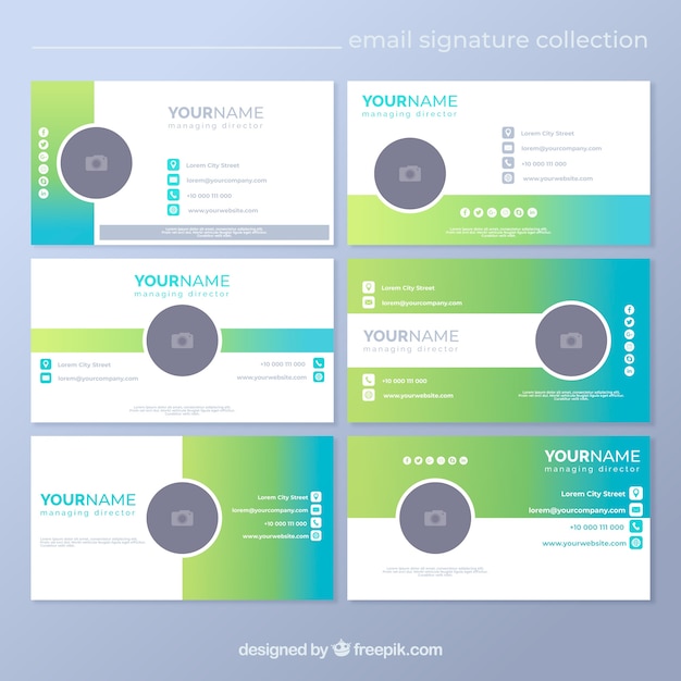 Free Vector email signature collection in gradient style