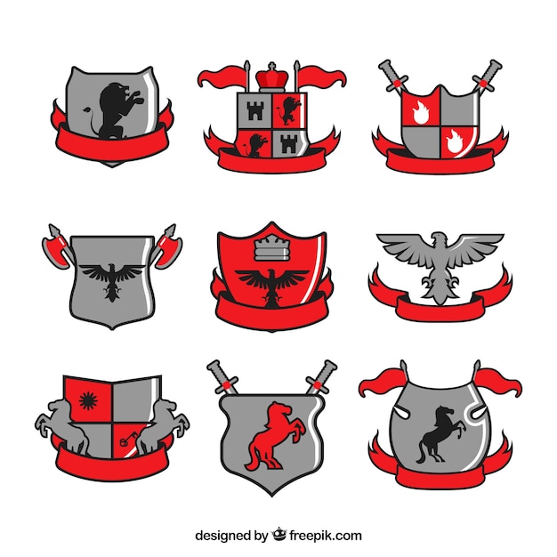 Free Vector emblems of knights collection