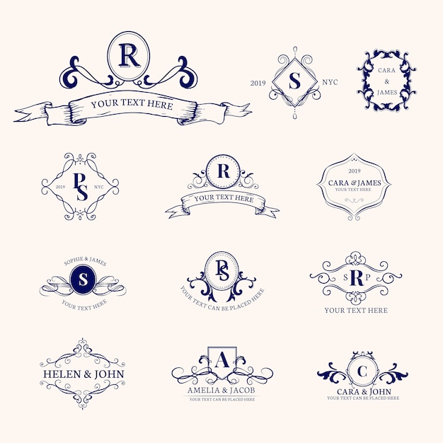 Free Vector emblems with initials set