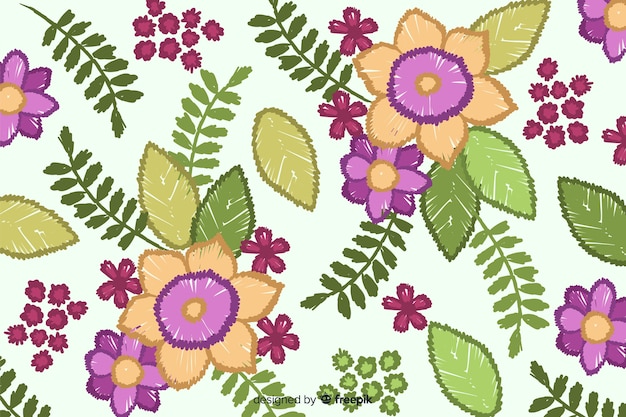 Free Vector embroidery floral background