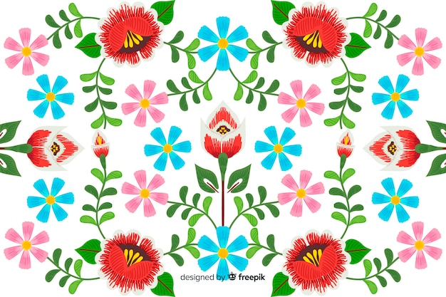 Embroidery mexican floral background