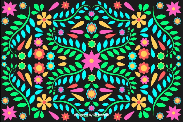 Free Vector embroidery mexican floral background